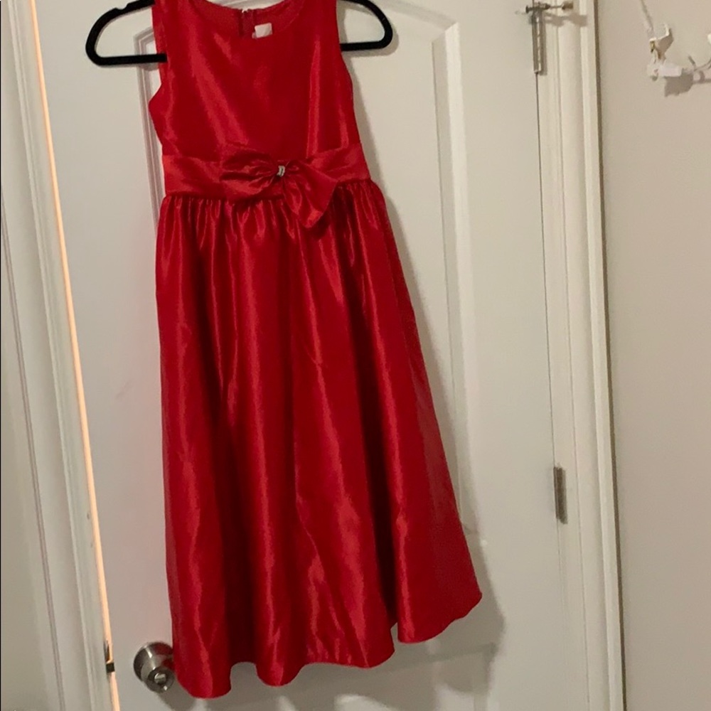 Red flowers girls dress